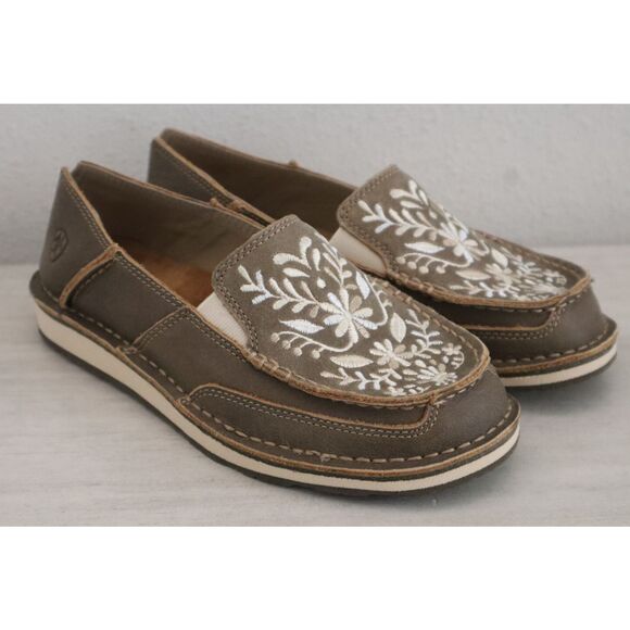 Ariat 10034098 Women's Sz 7B Brown Suede Cruiser Embroidered Slip-On Shoes - Picture 9 of 13